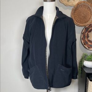 Mens Barbour Langdale Fleece Plaid Lined Jacket Coat Black Zip Up Size Large